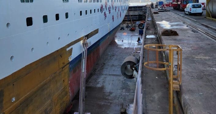 a ship in a dock