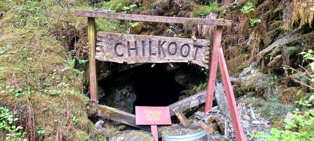 a sign in a cave