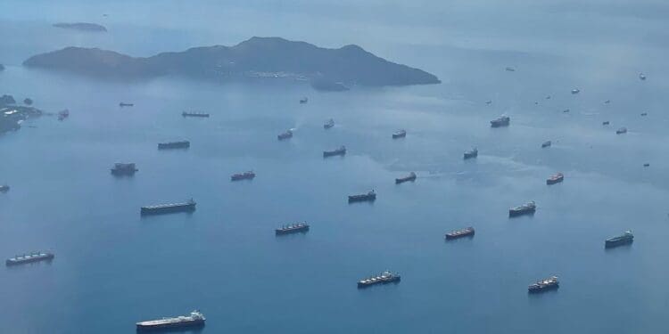 a group of ships in the water