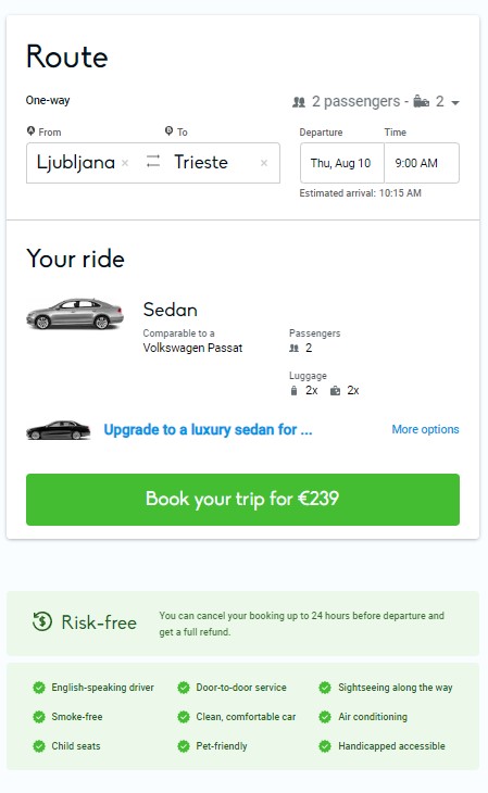 a screenshot of a car rental service