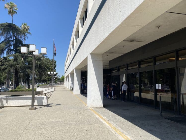Waiting in line outside the Van Nuys Mega Passport Center.