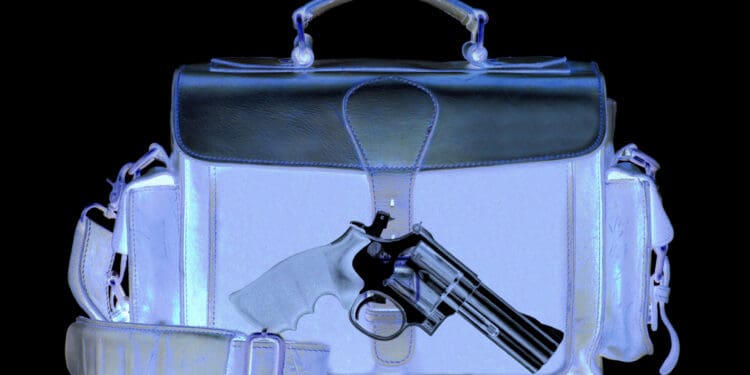 Xray scan detects weapon in criminals briefcase