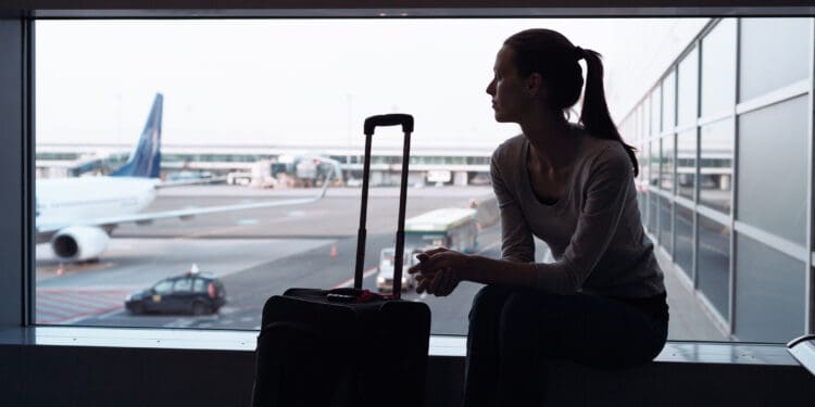 Woman waiting for her flight in the airport. (©iStock.com/kieferpix)