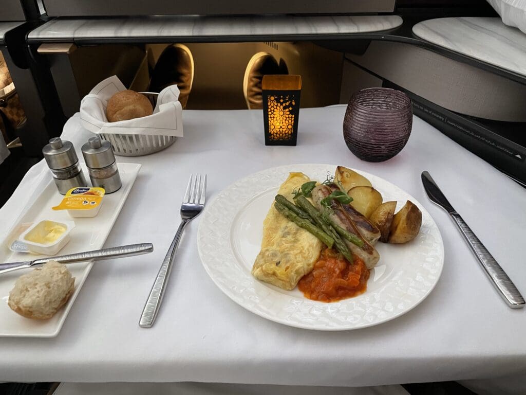 Qatar Airways QSuites Breakfast GF