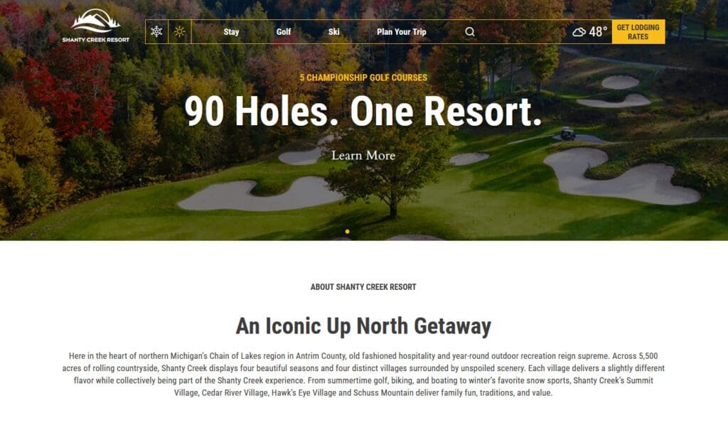 a website with golf course and trees
