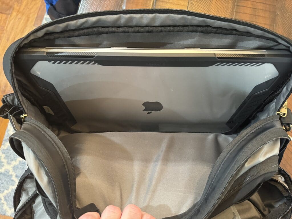 a laptop in a backpack