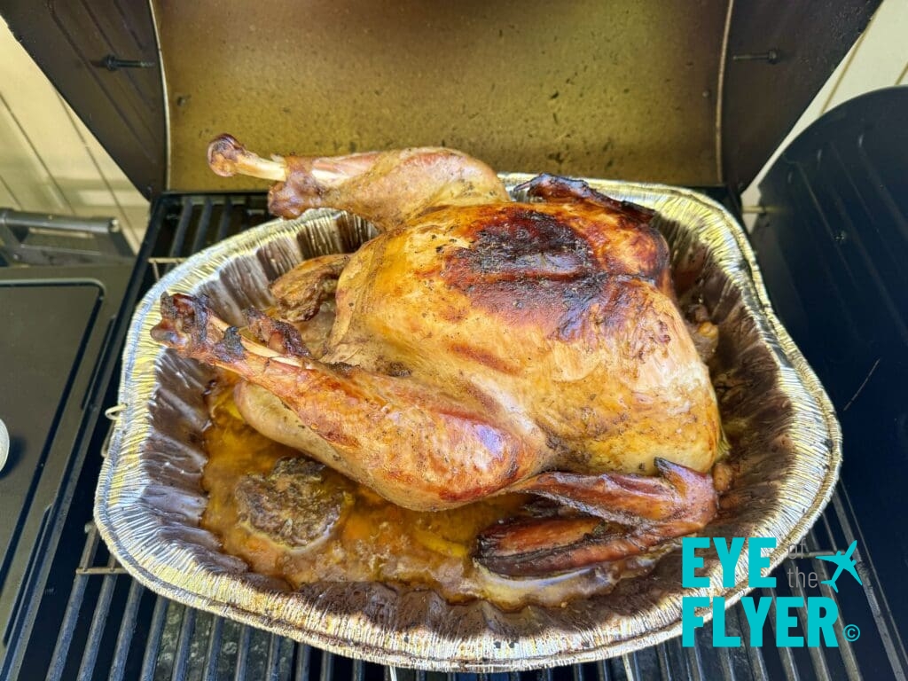 Grilled Thanksgiving turkey.