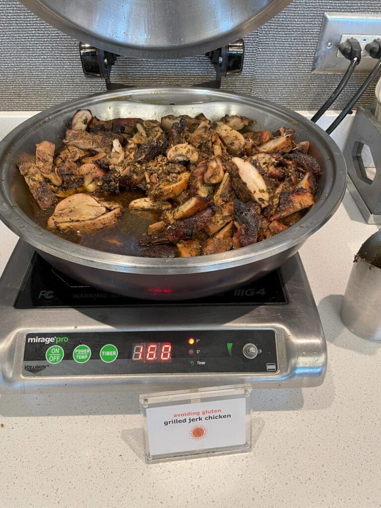 a pan of food on a stove