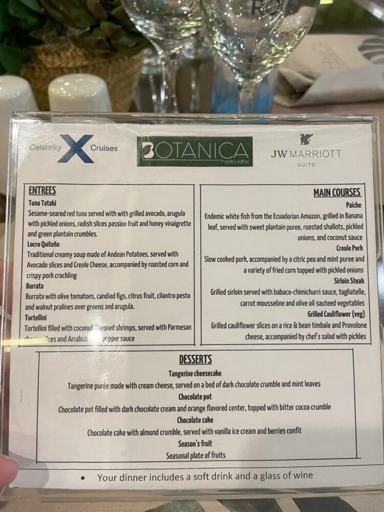 a menu on a table
