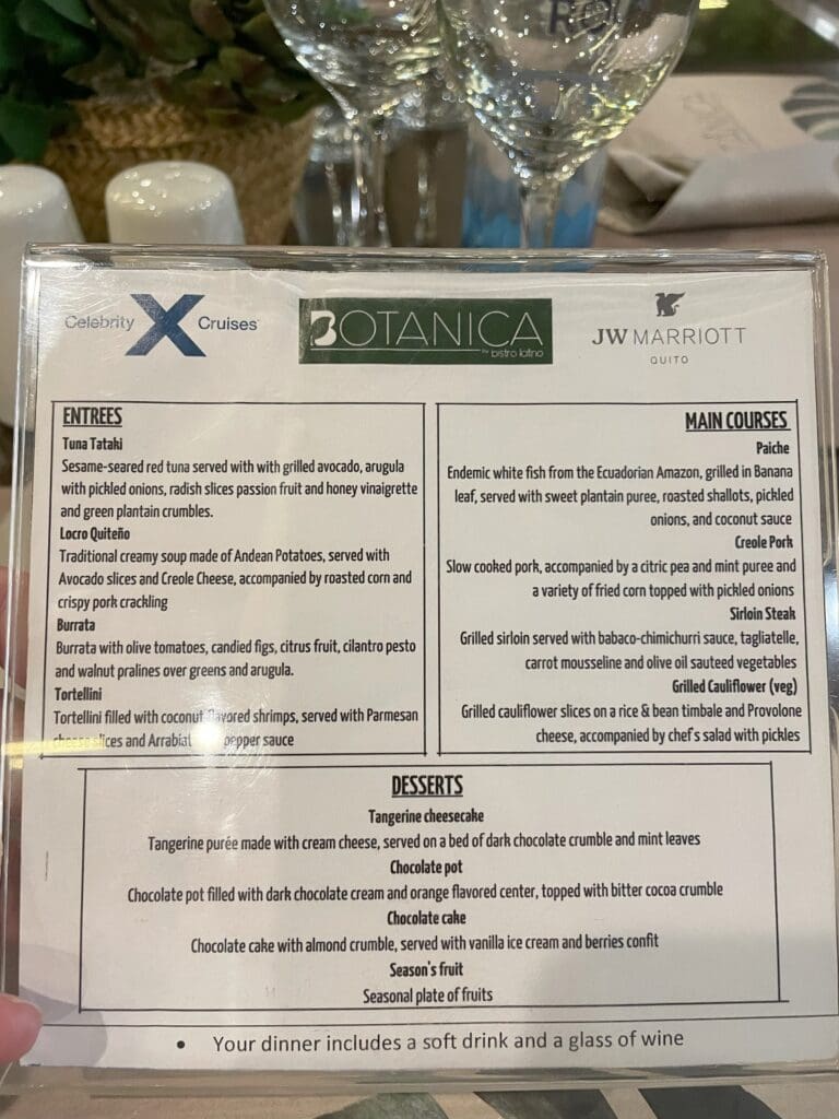 a menu on a table