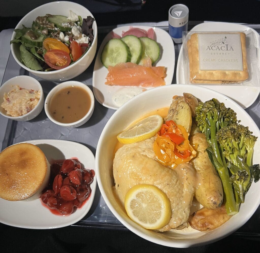 a tray with food on it