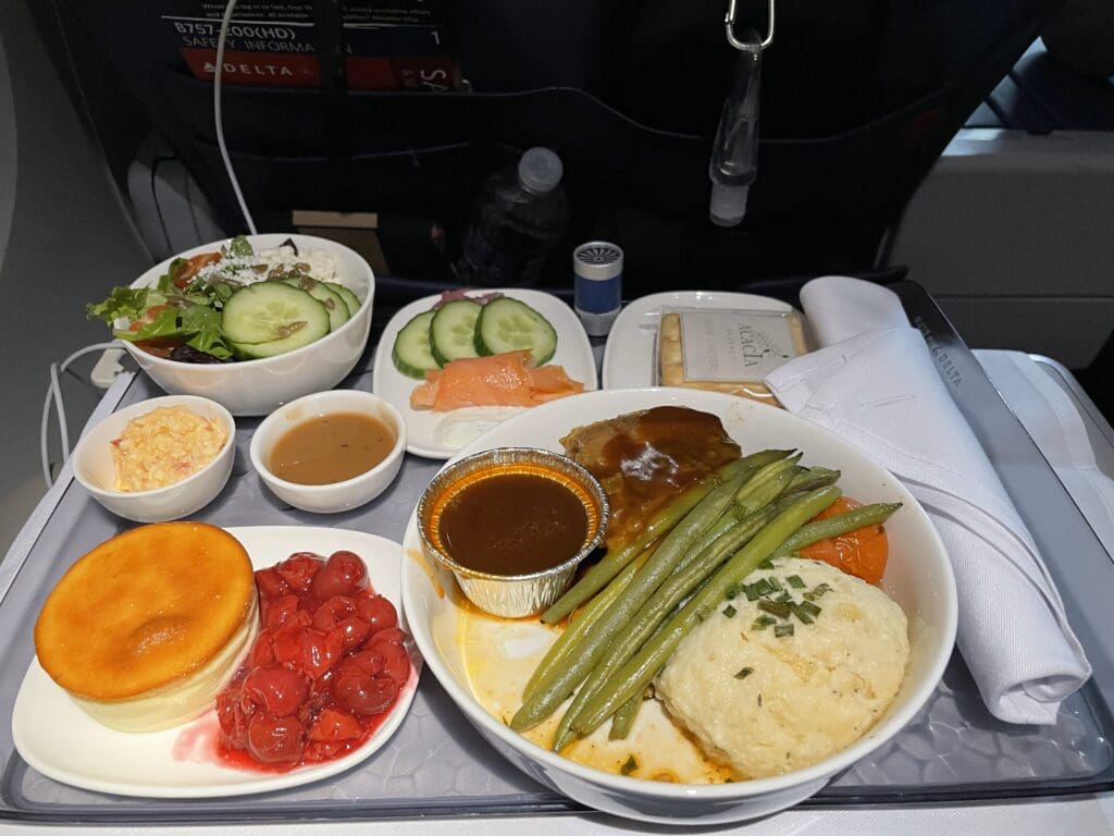 a tray with food on it