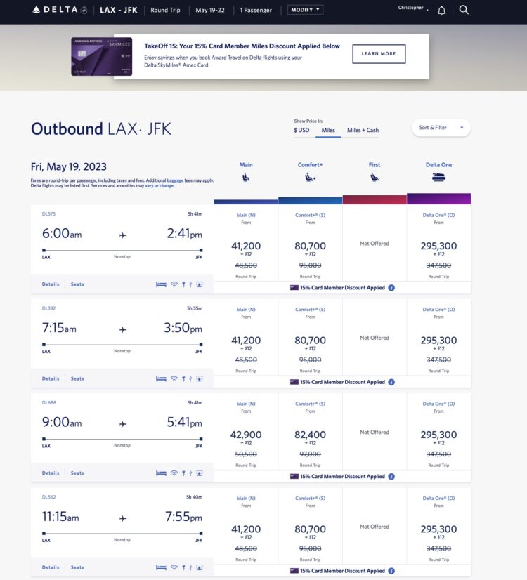 TakeOff 15: A 15% Discount on Award Tickets for Most Delta Amex Cardholders!