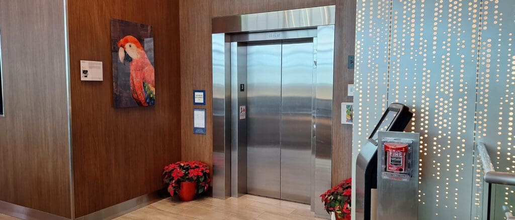 a elevator doors in a building