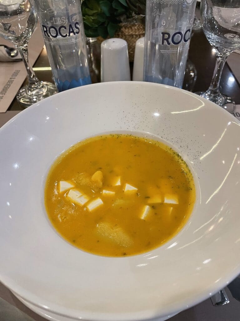 a bowl of soup on a table