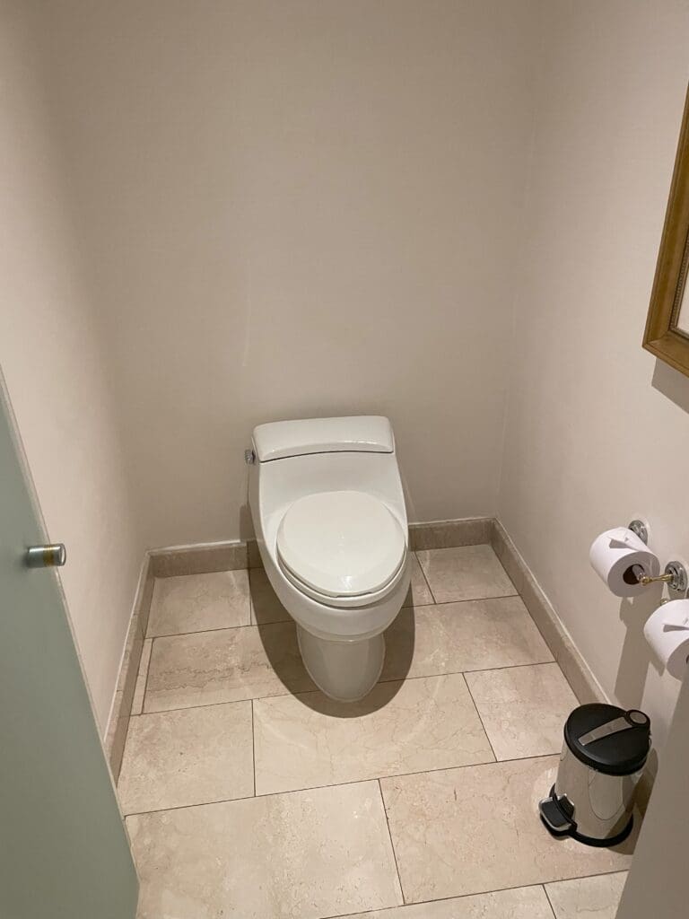 a toilet in a bathroom