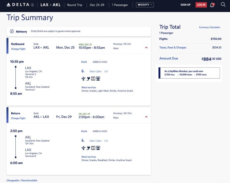 Delta Mini-Vacation Mileage-Status Run to New Zealand!
