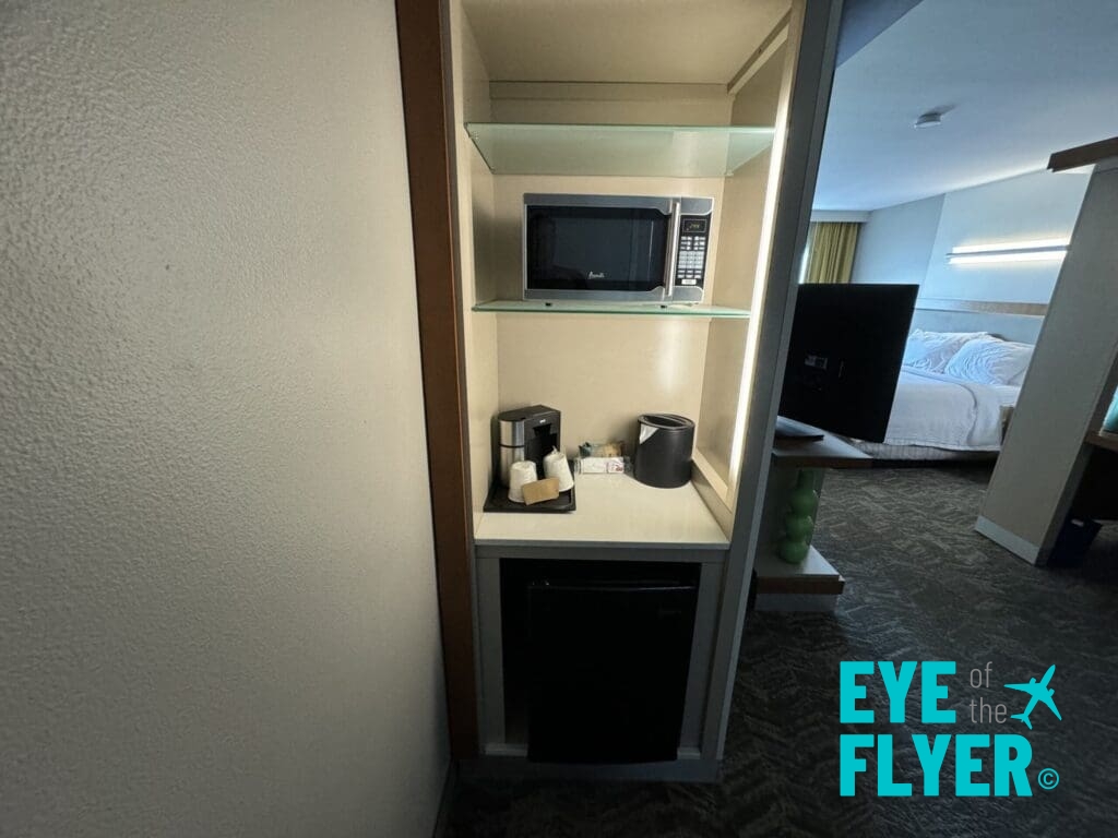 a small cabinet with a microwave and a small refrigerator at SpringHill Suites Las Vegas Convention Center (© Eye of the Flyer)