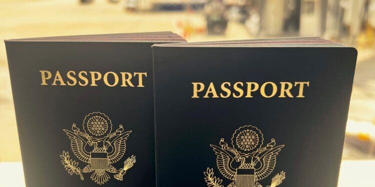 two black passport with gold text on it