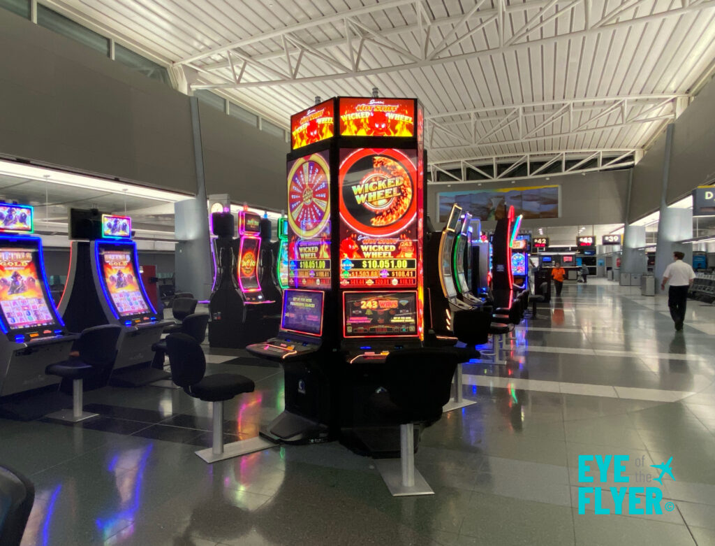 Slot machines on near the Delta gates at Henry Reid Las Vegas International Airport (LAS).