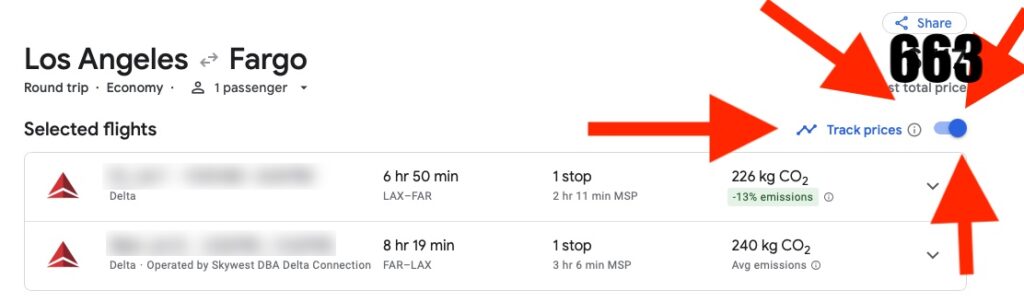 Tracking flight prices on Google Flights.