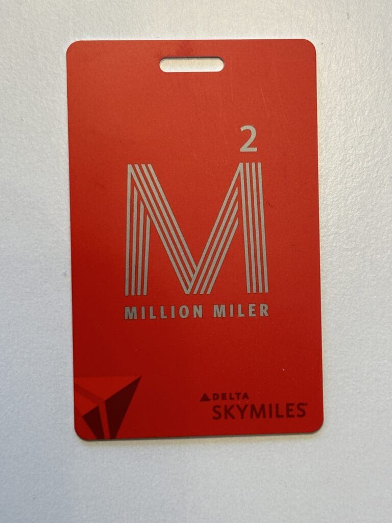 A Delta Air Lines 2 Million Miler luggage tag