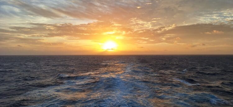 a sunset over the ocean