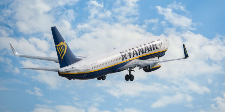 Bucharest, Romania - August 2022: Ryanair Boeing 737 flying against blue sky. Airplane takes off from Henry Coanda International Airport. (©iStock.com/Cristi Croitoru)