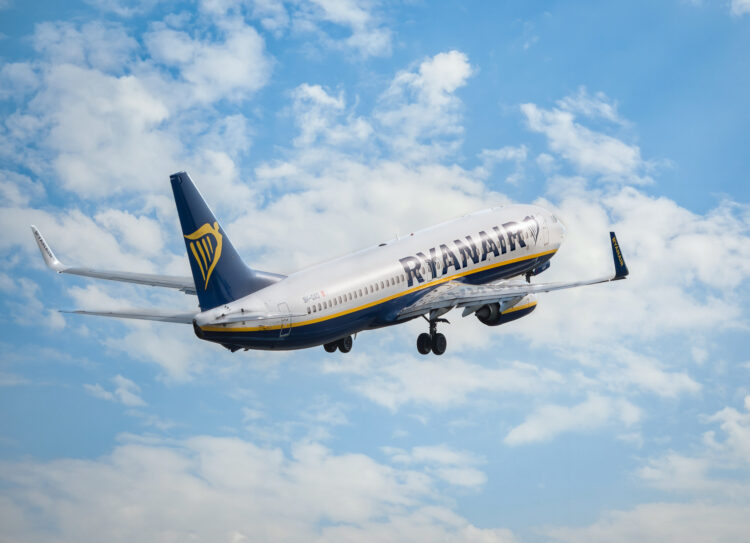 Bucharest, Romania - August 2022: Ryanair Boeing 737 flying against blue sky. Airplane takes off from Henry Coanda International Airport. (©iStock.com/Cristi Croitoru)