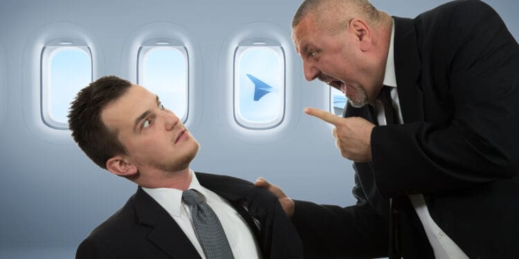 Passengers fight over window shades
