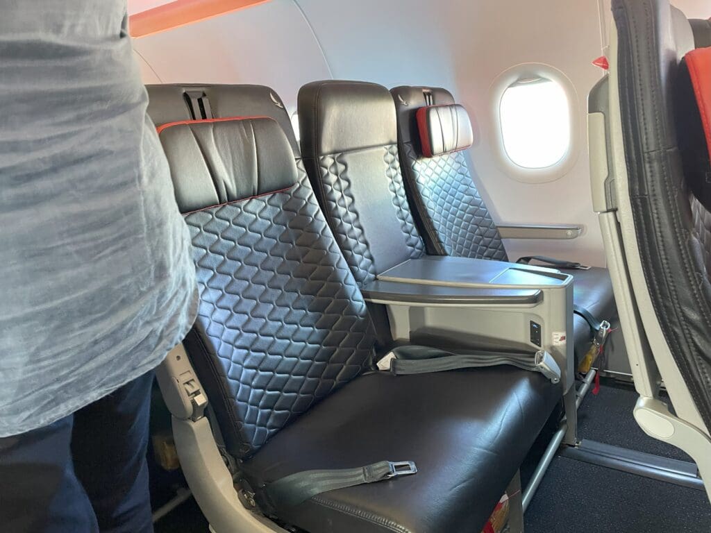 a row of seats in an airplane