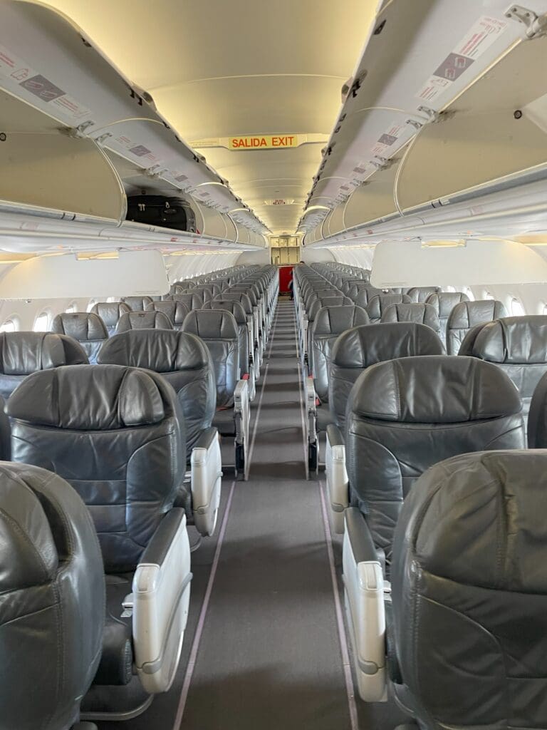 the inside of an airplane