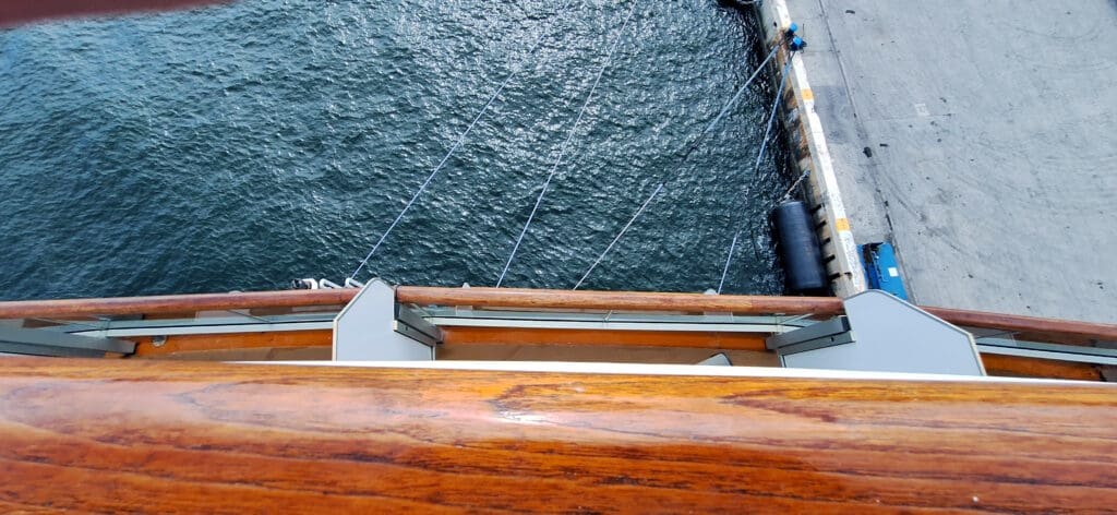 a view from a balcony of a boat