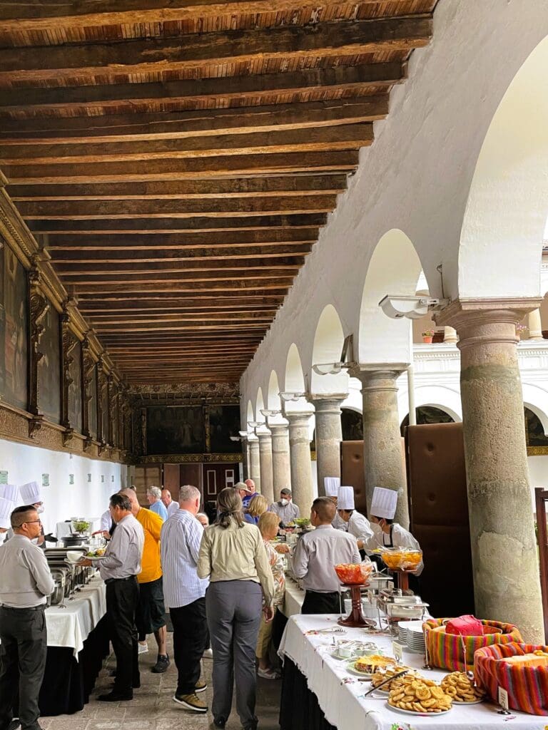 a group of people in a restaurant