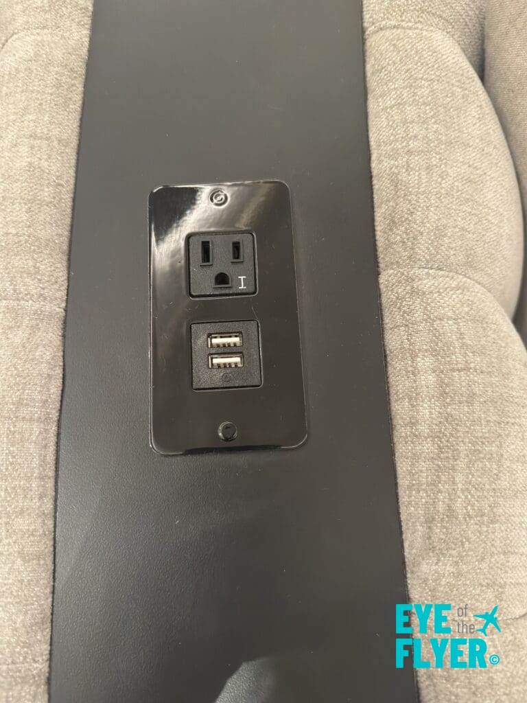 a black outlet on a couch