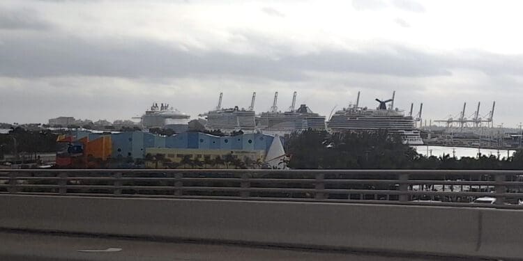 a cruise ships in a port