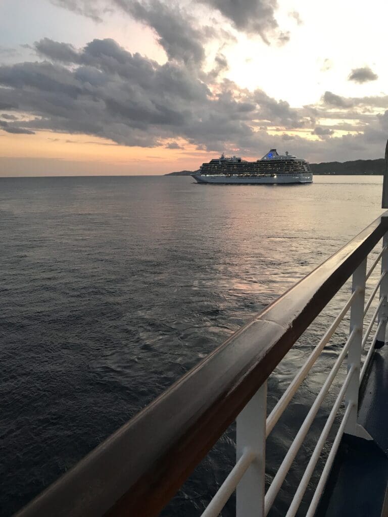 a cruise ship in the water