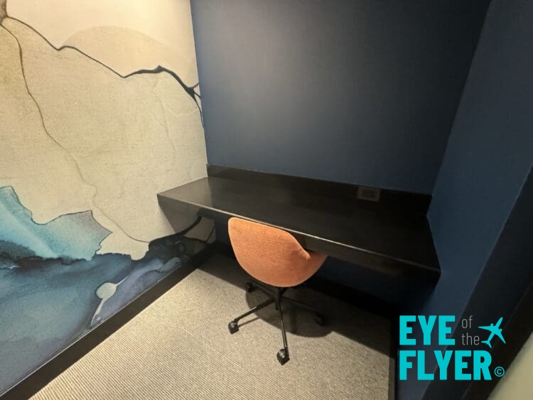 Work booth at the Chase Sapphire Lounge inside New York-LaGuardia Airport