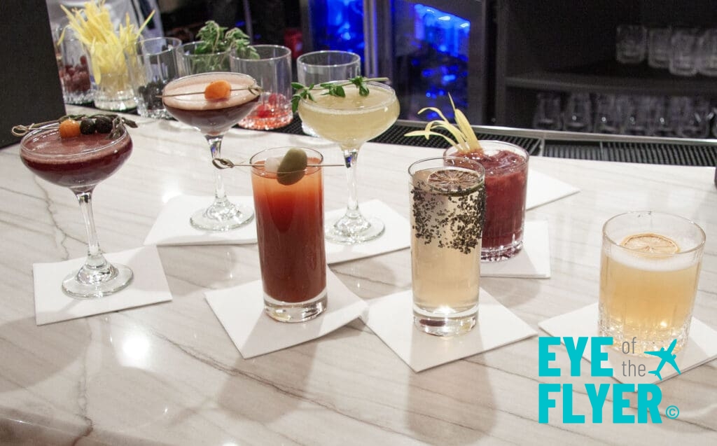 Signature beverages at the New York-LaGuardia Chase Sapphire Lounge by The Club