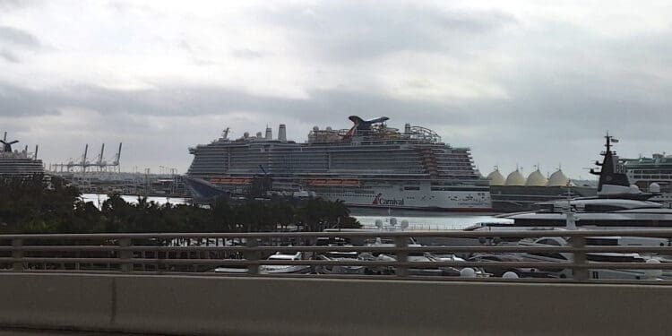 a cruise ship in a harbor