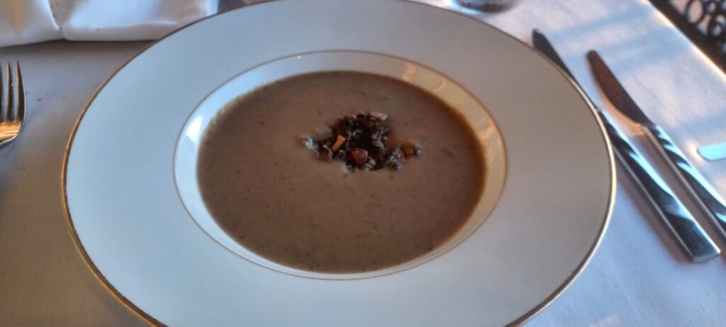 a bowl of soup on a table