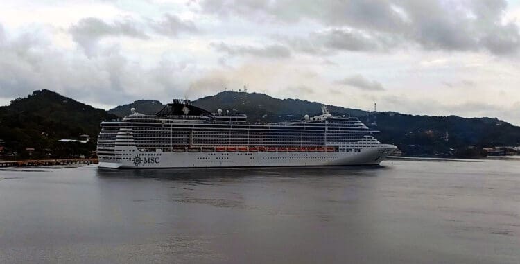 a cruise ship in the water