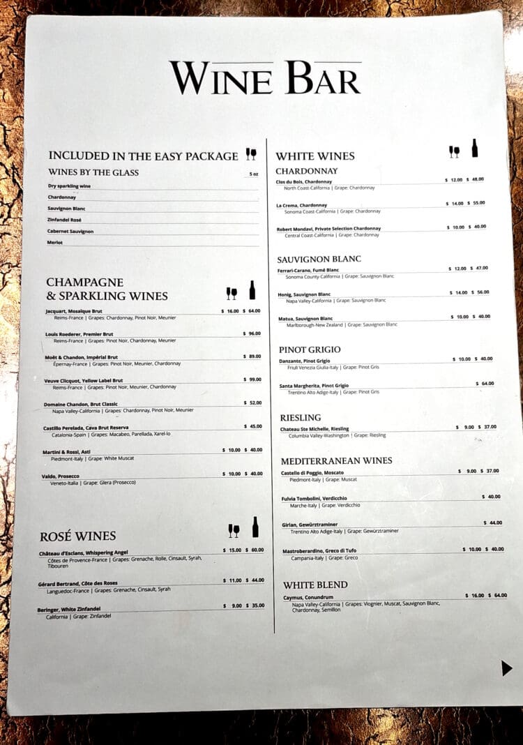 a menu on a table