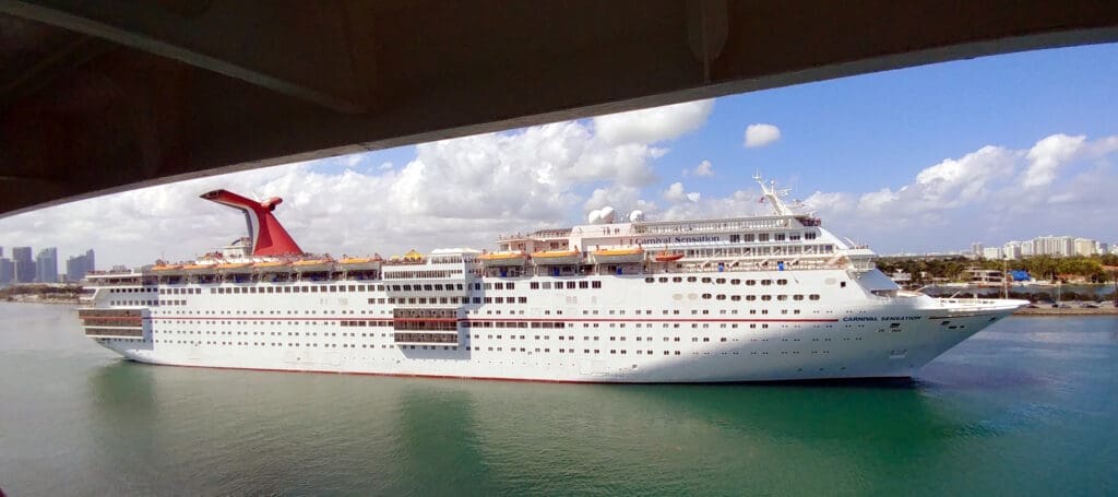 a large cruise ship in the water