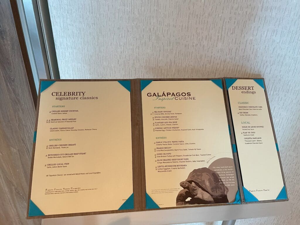 a menu on a table