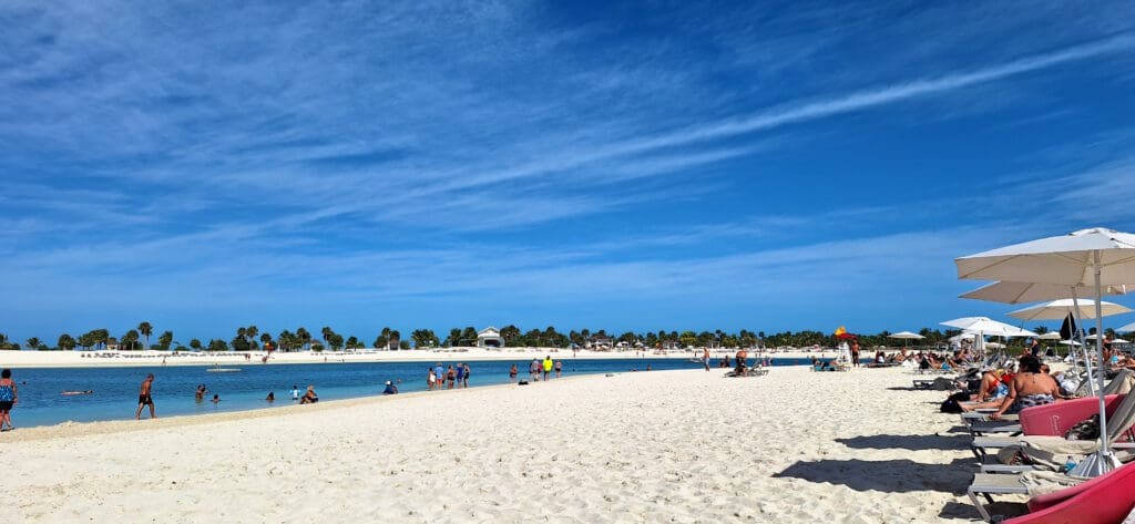 a beach with people on it