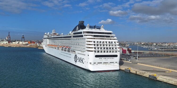 a large cruise ship in the water