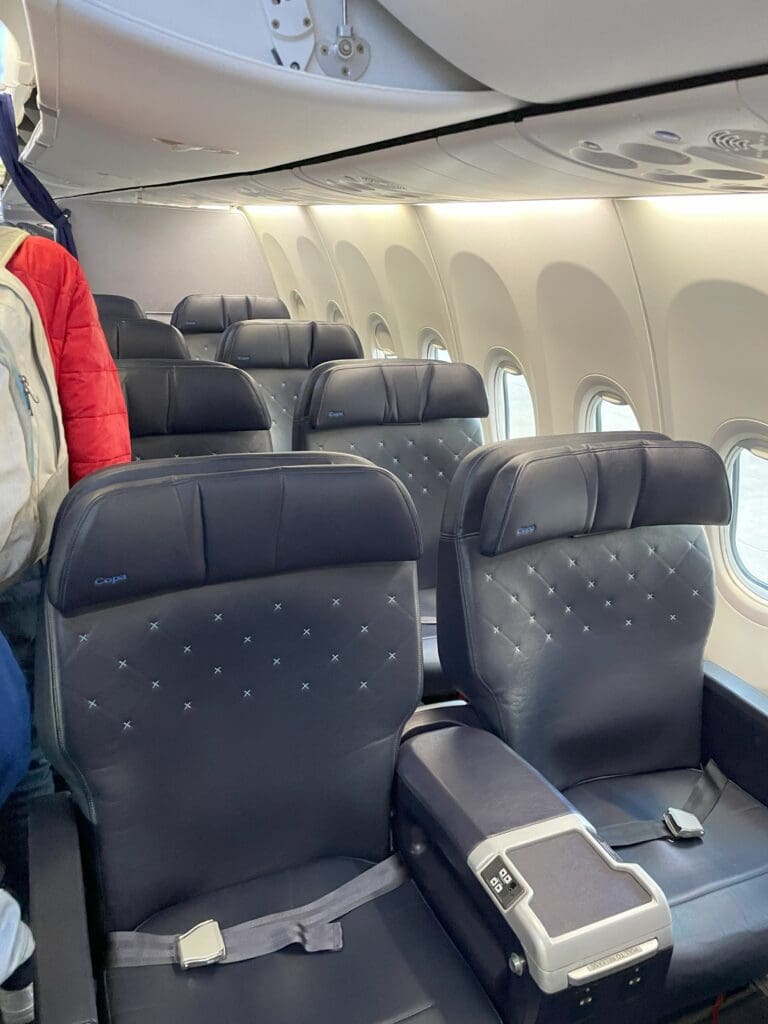 a plane with seats and windows