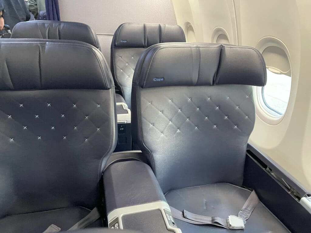 a row of seats in an airplane