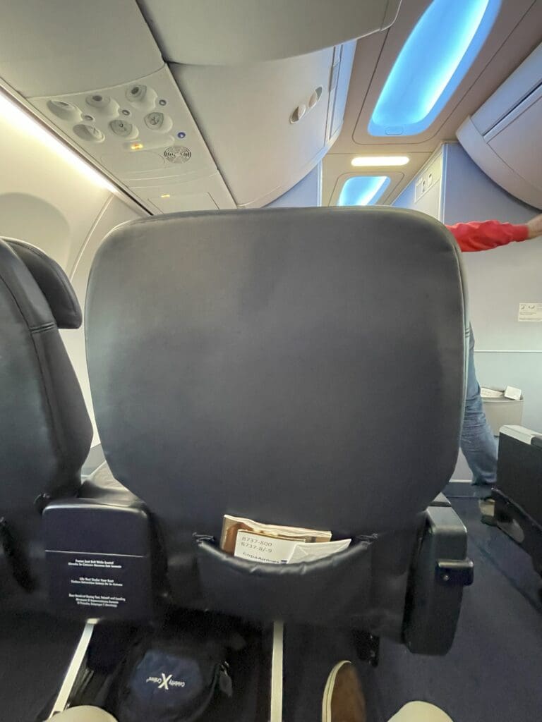 a seat in an airplane